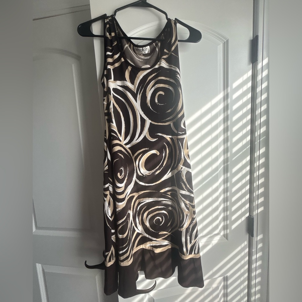 Studio I Cream and Brown High Low Sundress